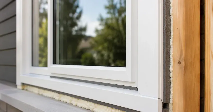 technician installing fiberglass window frame in Lakefront, Bowmanville home