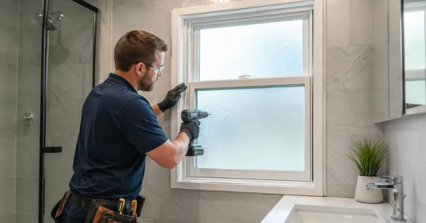 frosted glass installation bathroom window in Lakefront, Bowmanville
