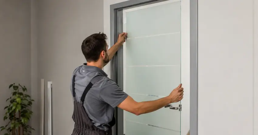 frosted glass interior door panel installation in Downtown, Bowmanville