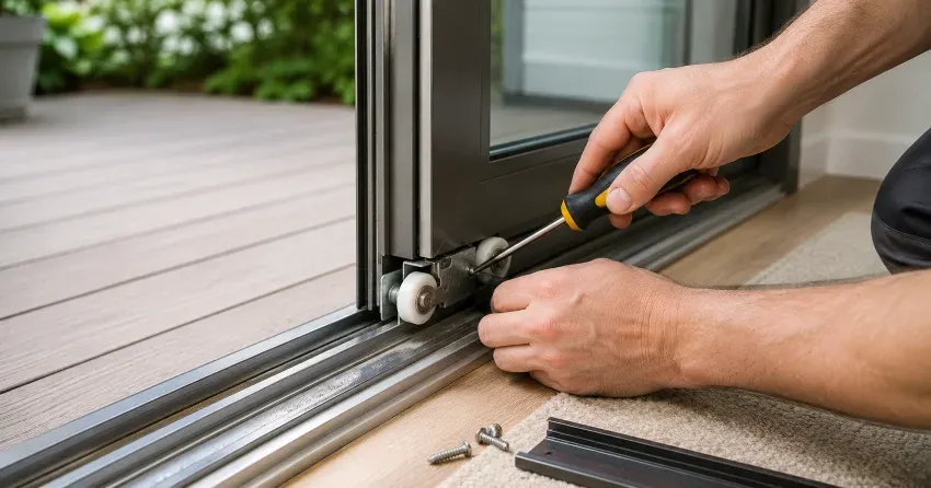 sliding door fix Port Darlington, Bowmanville technician diagnosing track issue